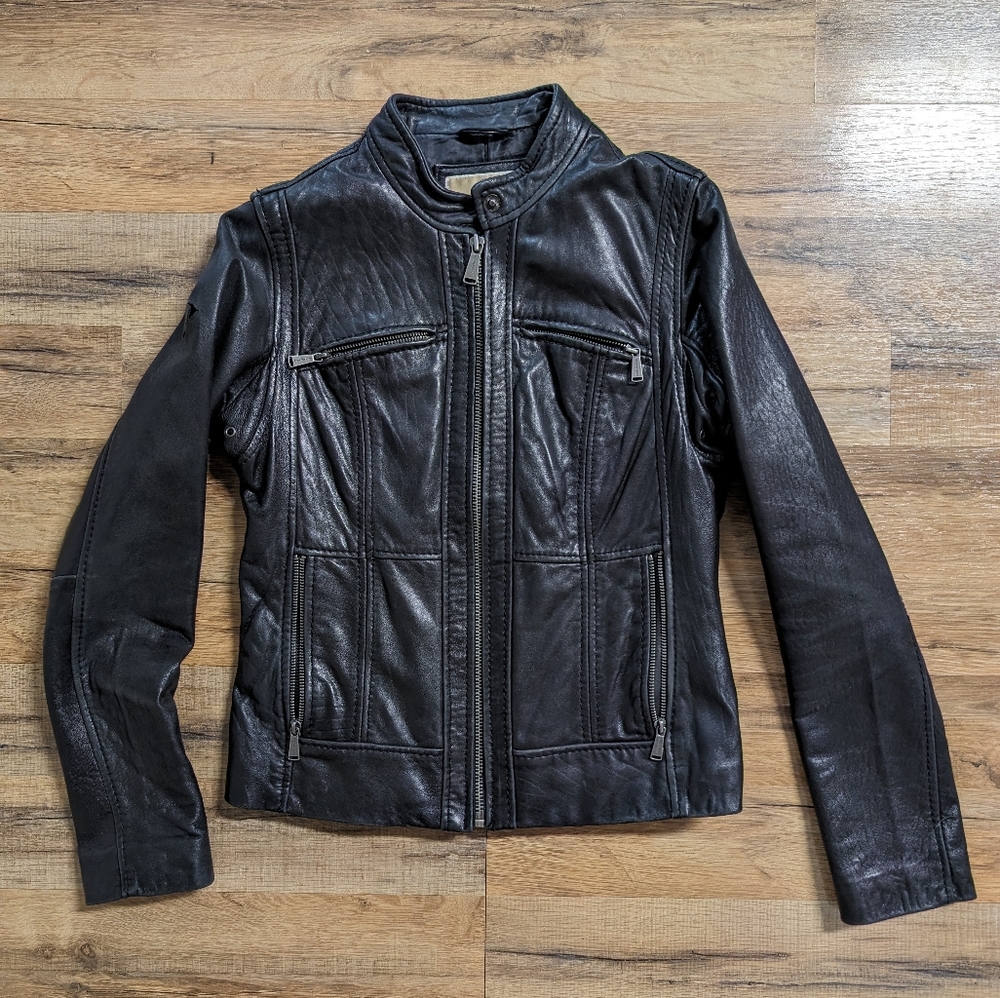 Michael Kors leather moto jacket